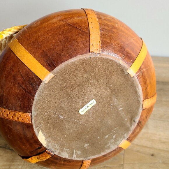 Leather covered glass decanter. Made in Italy. As is. - Picture 10 of 11